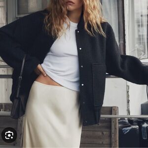 NWOT Mango Fleece Oversized Bomber Jacket